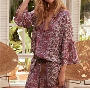 Gypsy Jasmine Tunic Midi Boho Dress Pink Spell S floral button down free spirit